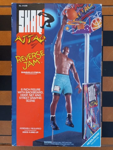 Shaquille O'Neal 1993 Kenner Shaq Attack Reverse Jam Complete In Box Cover