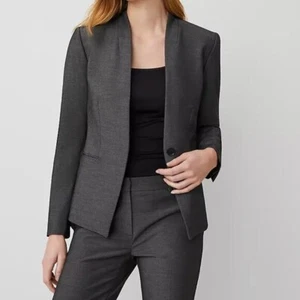 Ann Taylor Women’s Size 16 The Cutaway Blazer in Bi-Stretch Dark Gray Lined - Picture 1 of 14