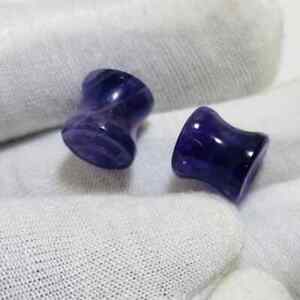Natural Amethyst Gemstone Handicarfted Ear Piercing Plugs Pair Size 8g - 30 MM