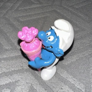 Schtroumpf cône Surprise rose 1982 rarissime 20220 Schleich TTBE - Imagen 1 de 4