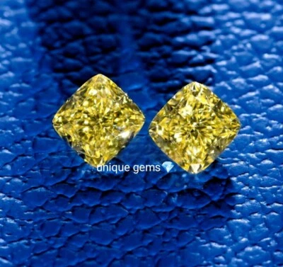 2 Ct Fancy yellow cushion Cut VVS1 Diamond Premium Quality Loose Gemstone +gift - Image 1 of 4