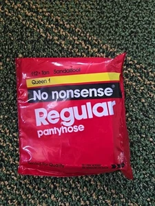 No Nonsense Regular Vtg Pantyhose Queen 1 Tan Sandalfoot 112 Reinforced Nylons - Picture 1 of 2