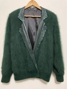 Vintage Green Angora Blend Jacket Fit up to size 14-16 - Picture 1 of 8