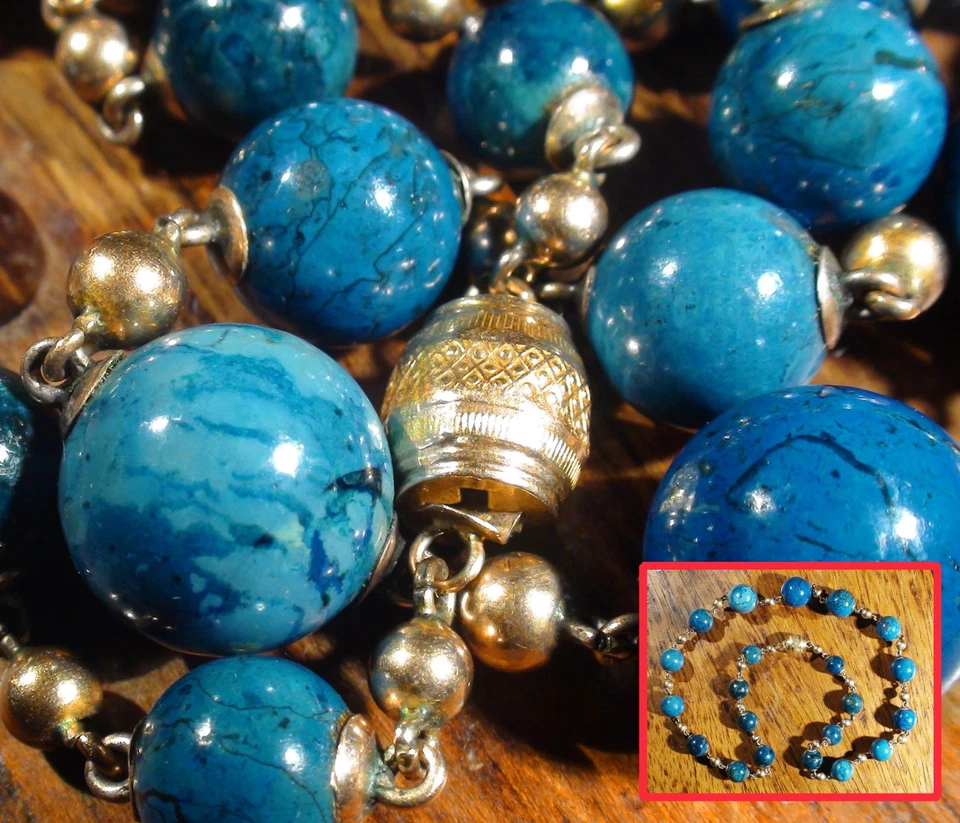 Full of 18K and 14K gold! Handcrafted luxury lapis lazuli necklace quality gem - Image 1 of 4