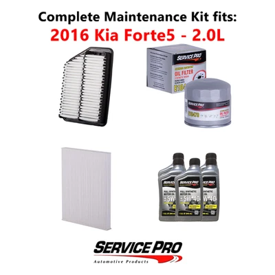 2016 Kia Forte5 2.0L Complete Cabin, Air & Oil Filter Kit (5W-40) Foto 1 de 4