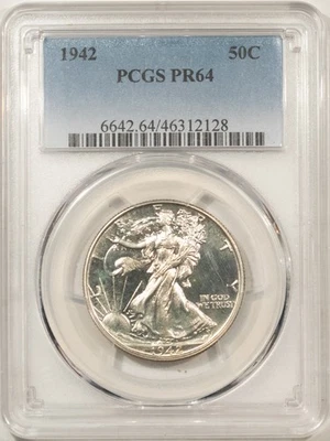 1942 PROOF WALKING LIBERTY HALF DOLLAR - PCGS PR-64 FLASHY - Image 1 of 3