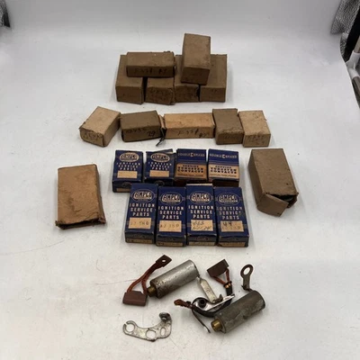 LOT Vintage NOS Ampco & Other Ignition Parts Condensers Contacts Brushes - Image 1 of 4