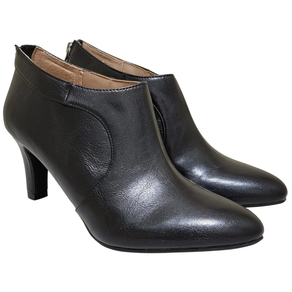 LifeStride Women Georgia Pointed Toe Ankle Booties Size US 8.5W Black Athena