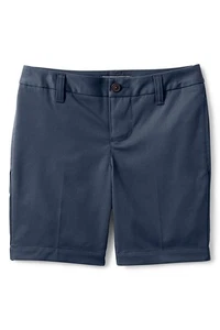 LANDS END Navy School Uniform Adaptive Plain Front Chino Shorts Girls 12 *NEW* - Picture 1 of 8