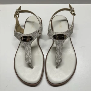 NEU Michael Kors Damen-Riemensandale Plate offene Zehenpartie lässig vanillefarben US 9 M - Bild 1 von 11