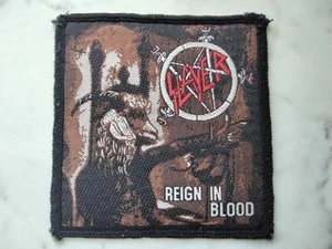 SLAYER PATCH ORIGINAL 80er Vintage REIGN IN BLOOD Aufnäher 9x8,5cm Thrash Metal - Foto 1 di 2