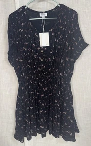 Abito donna vero artigianale nuovo con etichette M medio nero stampa floreale arricciato boho babydoll - Foto 1 di 6