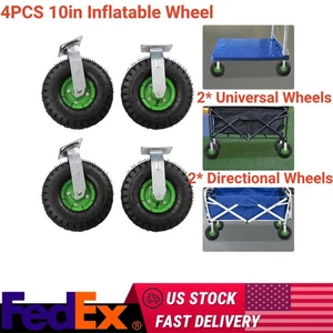 Rueda neumática de 10 pulgadas para neumáticos de aire de alta resistencia 4 ruedas giratorias bloqueo carro de granja - Imagen 1 de 23