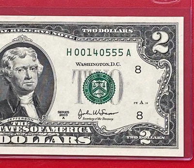 2003A $2 TWO DOLLAR BILL ( St Louis H ) UNCIRCULATED - Image 1 of 3