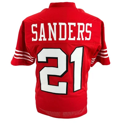 Camiseta Deion Sanders roja con sombra caída San Francisco | Tallas unisex para adultos Foto 1 de 4