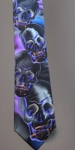 Corbata Colección Jerry Garcia Negro Púrpura Calaveras Peste Entidad Poliéster J Garcia - Imagen 1 de 4