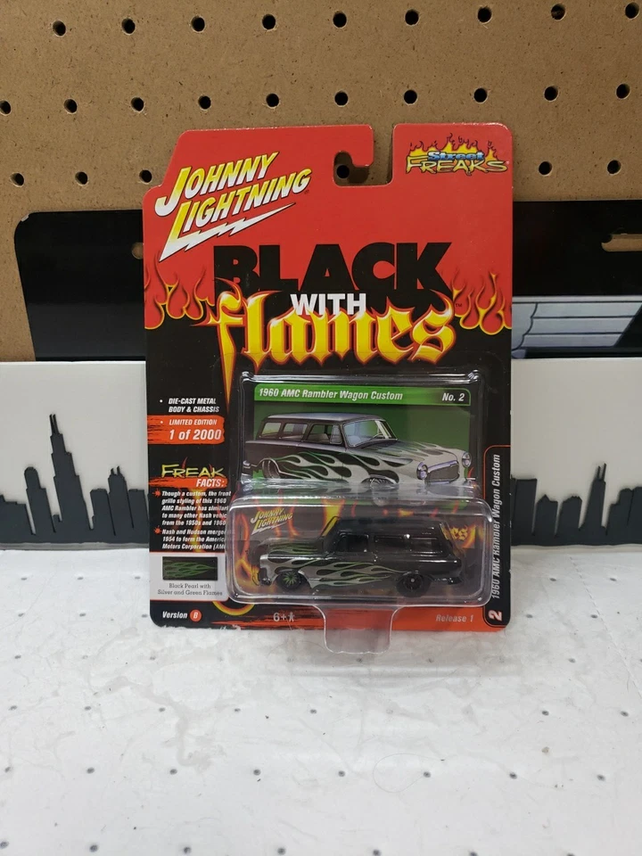 Johnny Lightning 1960 AMC Rambler Wagon Custom Street Freaks negro con llamas Foto 1 de 3