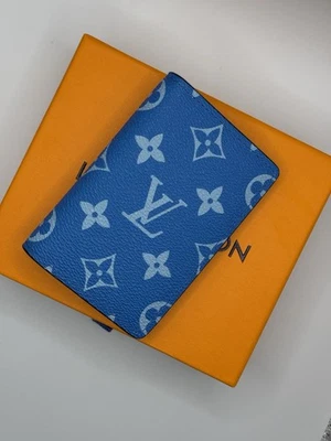 Louis Vuitton Taiga Taigarama Agave Blue Monogram Logo Pocket Organizer Wallet