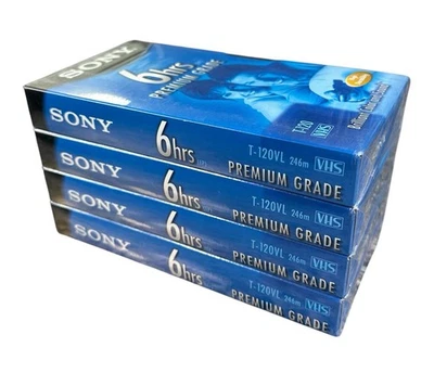 Sony T-120VL 6 часов премиум класса VHS пустые ленты 4-Pack новый запечатанный - Изображение 1 из 3