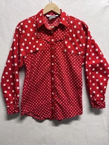 Vintage Rocky Mountain rot weiß Western Azteken Damen Shirt Größe XS Schulterpolster - Bild 1 von 8