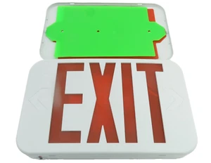 SURE-LITE EATON COOPER ALL-PRO 120/277V DOUBLE RED/GREEN LED EXIT SIGN APX7RG - Picture 1 of 4