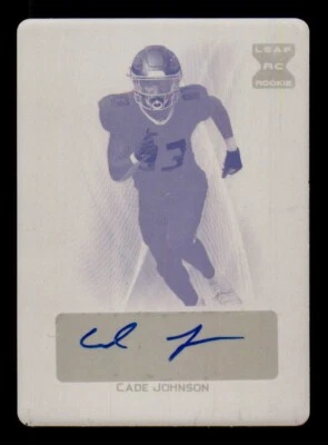 2021 Leaf Ultimate Draft Cade Johnson Autograph Printing Plate Seahawks Auto 1/1 - Image 1 of 2