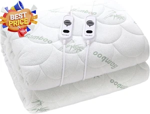 Bamboo Quilted Electric Heated Blanket Fitted Eco-Friendly King 3 Heat Settings - Picture 1 of 12