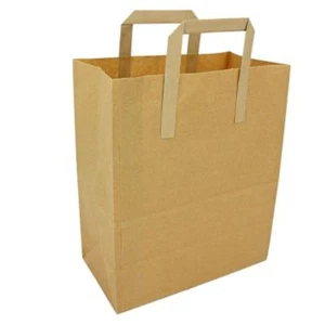 Kraft Brown Paper Carrier Bag Medium - 215mm x 115mm x 254mm 8.5" x 4.5" x 10" - Picture 1 of 1