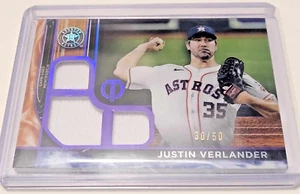 2022 TOPPS TRIBUTE TRIPLE JERSEY PATCH JUSTIN VERLANDER /50 #TTR-JV ASTROS - Picture 1 of 2