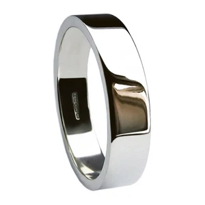 8mm 950 Platinum Wedding Rings Flat Profile Bands UK Hallmarked 13.7g Solid Q-Z1 - Picture 1 of 5