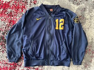 Mens Nike Michigan Wolverines Football Soccer Jacket, Blue, XXL, Number 12