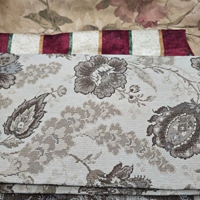 Lote/pacote de tecido para estofados - MARROMS TERROSO VINTAGE LISTRAS LARANJA SUCATAS - Imagem 1 de 4