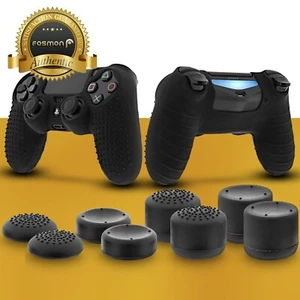 Anti-Slip Silicone Skin + 8x Thumb Stick Grip Cap for PS4 DualShock 4 Controller - Picture 1 of 7