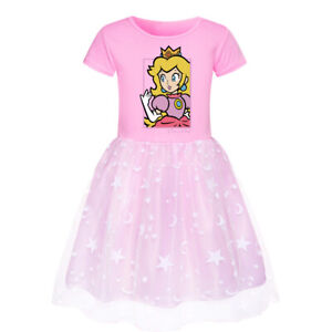 Super Mario Princess Peach Summer Tops Dress Clothing Girl Birthday Party Gift