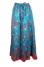 Gypsy Floral Print Maxi Skirts Summer Style Beach Long Cotton Maxi  Skirt L 