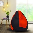 DeVogue Leather Tear Drop Bean Bag Orange & Black Cover for Home Office Indoor