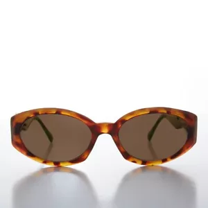 Tortoise Oval Cat Eye With Gold Accents Vintage Sunglasses Brown Lens - Tana - Picture 1 of 3