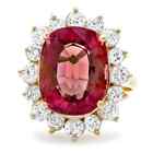 4.25cts Natural Nice Looking Tourmaline And Diamond, 925 Sterling Silver Ring