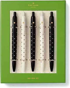 SET 5 bolígrafos de tinta negra Kate Spade New York puntos negros - Imagen 1 de 2