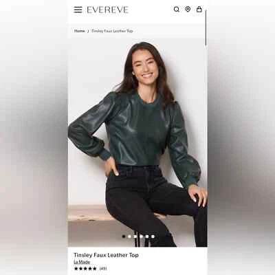 Top de cuero sintético Tinsley hecho en Los Ángeles verde bosque L nuevo sin etiquetas Foto 1 de 4