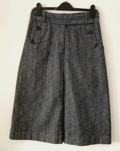 Laura Ashley Smart Grey A-Line Skirt - Button Pockets Cotton Blend Size 12 - Picture 1 of 12