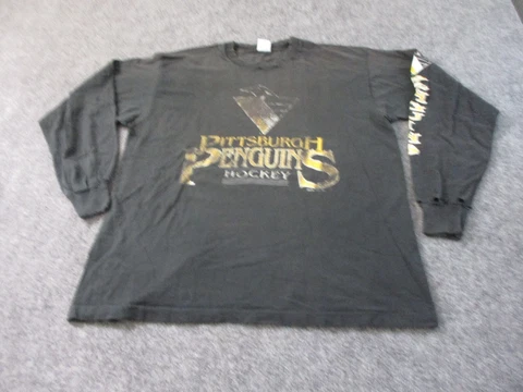 Vintage Pittsburgh Penguins Shirt Men's Large Black Salem Sportswear USA Made* Cover