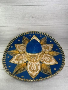 Salazar Yepez Mexican Sombrero Authentic Blue Velvet Mariachi Hat Adult M/L - Picture 1 of 17