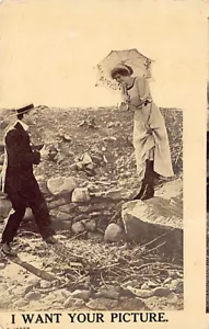 Postcard: I Want Your Picture, Man Taking Photo of Woman, DB 1910's - Picture 1 of 2