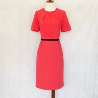 tahari feather trim sheath dress