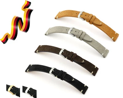 Correa estilo aspecto retro cuero terciopelo hecha en Alemania Rios1931 Hudson 18 19 20 22 mm Foto 1 de 4