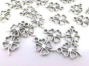 20 Anhänger Charms Kleeblatt 17x11mm Farbe antiksilber Glücksbringer #S514 - Bild 1 von 3