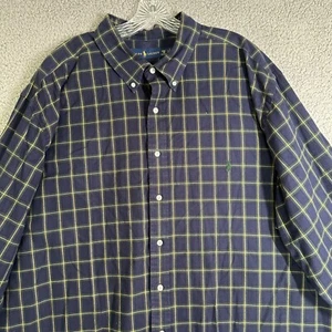 Ralph Lauren 3XB Big Plaid Button Down Shirt Blue Cotton Long Sleeve Preppy - Picture 1 of 11