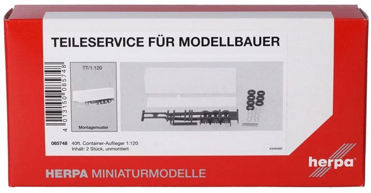 HERPA - Semirimorchio porta container 40 piedi bianchi in kit - 2 unità - 1/1... - Immagine 1 di 3