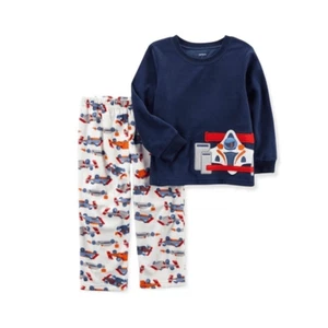 Carter’s Fleece Race Car Pajamas Set Top and Bottoms Both Relaxed Loose Fit 8 - Picture 1 of 4